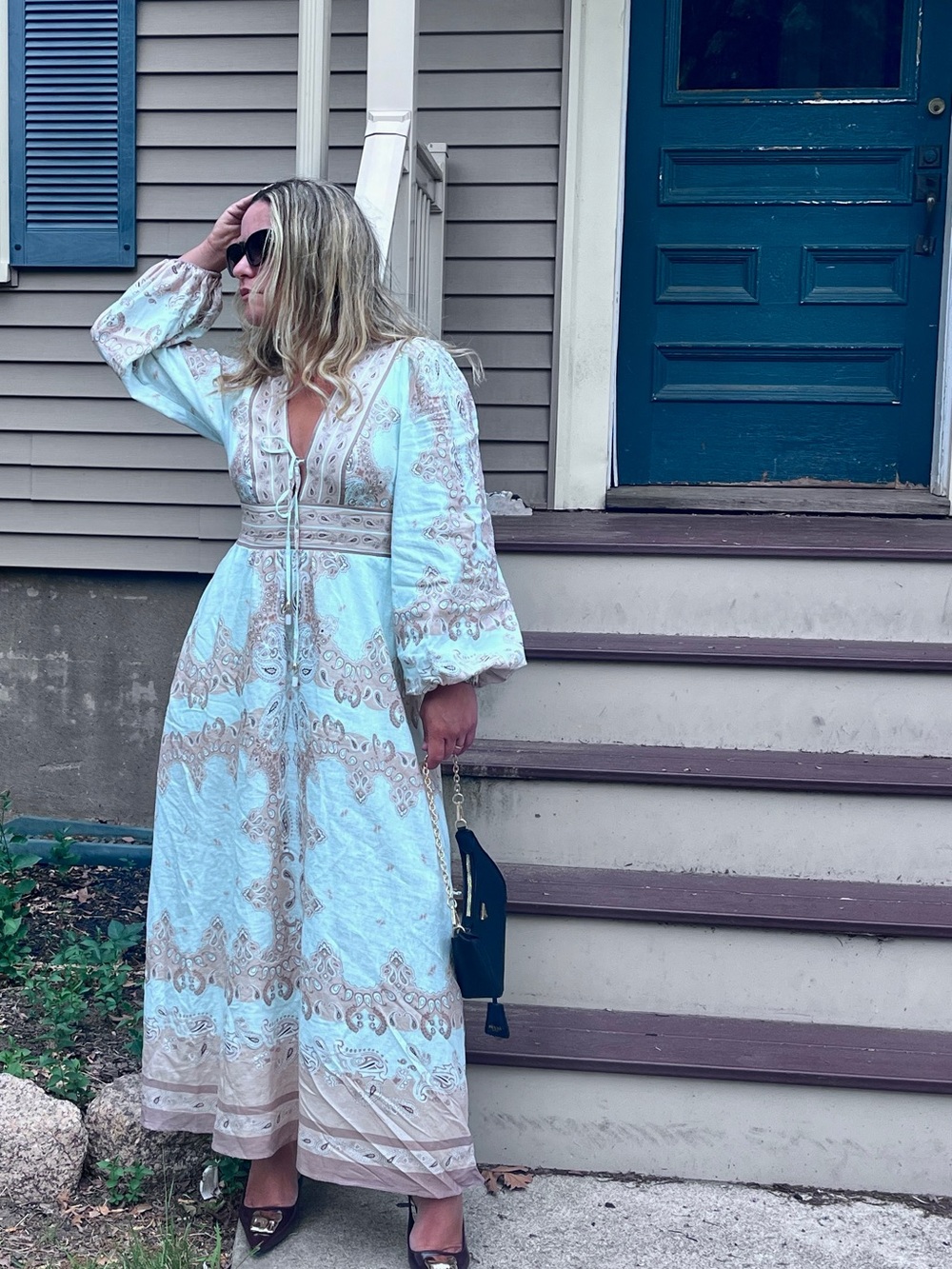 NEW House of Harlow 1960 floral linen embroidered maxi dress size XS and S